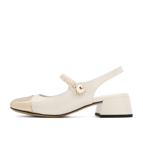 百丽金属拼接玛丽珍鞋女2023夏新商场同款小香包头凉鞋B1200BH3