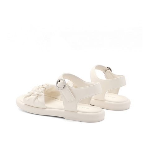 百丽褶皱一字带凉鞋童2023夏新商场同款简约休闲凉鞋92358B63