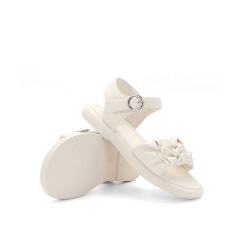 百丽褶皱一字带凉鞋童2023夏新商场同款简约休闲凉鞋92358B63