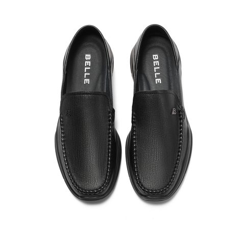 百丽套脚商务鞋男2023秋新商场同款牛皮革一脚蹬休闲皮鞋8BB01CM3