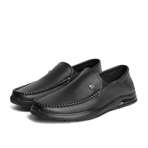 百丽套脚商务鞋男2023秋新商场同款牛皮革一脚蹬休闲皮鞋8BB01CM3