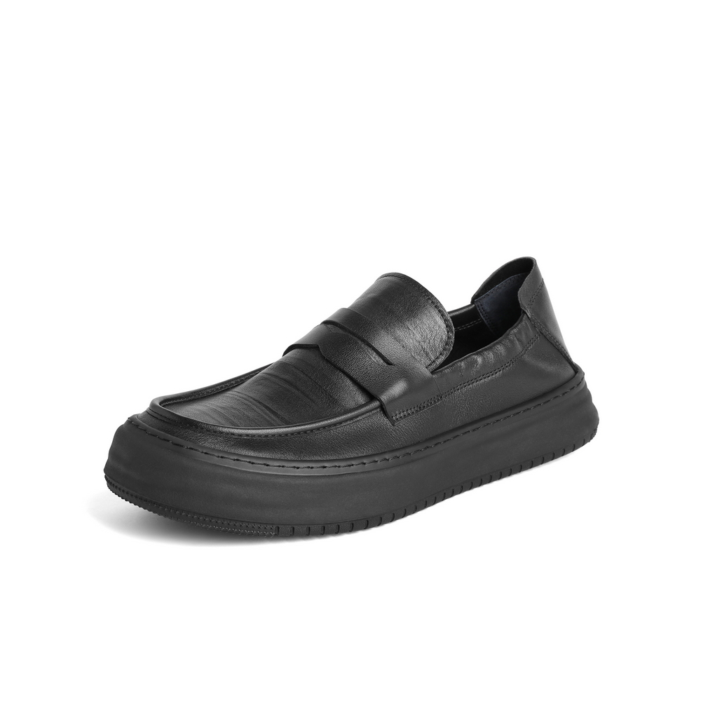 百丽套脚商务鞋男2023秋新牛皮革通勤办公一脚蹬休闲皮鞋A1174CM3