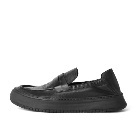 百丽套脚商务鞋男2023秋新牛皮革通勤办公一脚蹬休闲皮鞋A1174CM3