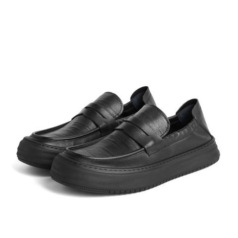 百丽套脚商务鞋男2023秋新牛皮革通勤办公一脚蹬休闲皮鞋A1174CM3