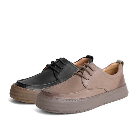 百丽时尚休闲鞋男2023秋新牛皮革舒适厚底户外潮搭工装鞋A1175CM3