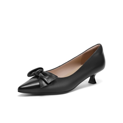 百丽尖头蝴蝶结高跟鞋女2023秋新商场同款细跟单鞋Z8A1DCQ3