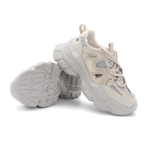 百丽金属风老爹鞋女23秋新商场同款透气网面厚底鞋A1K1DCH3