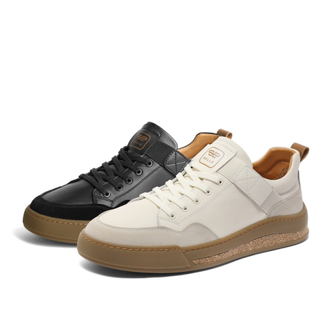 百丽时尚小白鞋男2023秋新商场同款皮革拼接撞色休闲板鞋8CW01DM3