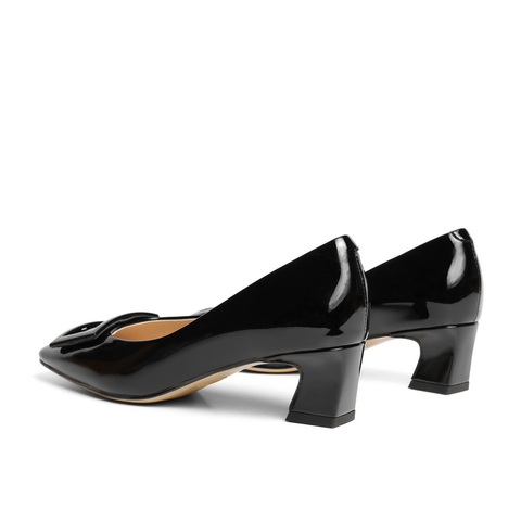 百丽方扣高跟鞋女2023秋新商场同款牛皮革气质单鞋A3M1DCQ3