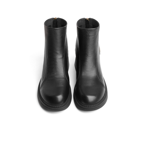 百丽肌理感休闲靴女2023冬新商场同款羊皮革柔软皮面短靴A2D1DDD3