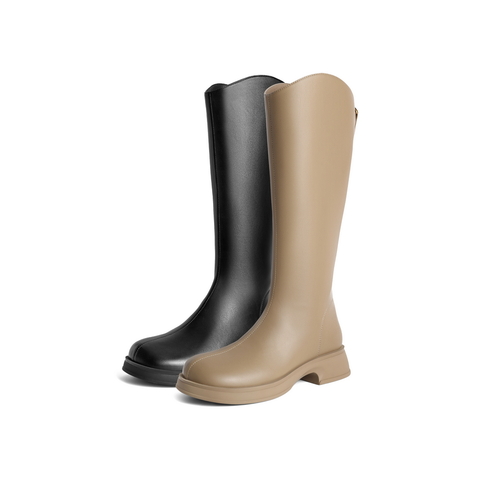 百丽长筒弹力靴女2023冬商场同款圆头显瘦长靴A2J1DDG3