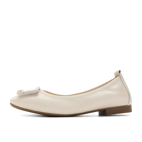 百丽方扣温柔平跟单鞋女23新商场同款牛皮通勤单鞋A3R1DCQ3