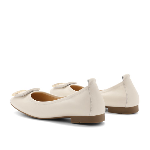 百丽方扣温柔平跟单鞋女23新商场同款牛皮通勤单鞋A3R1DCQ3