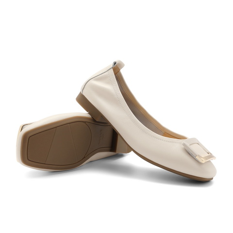 百丽方扣温柔平跟单鞋女23新商场同款牛皮通勤单鞋A3R1DCQ3