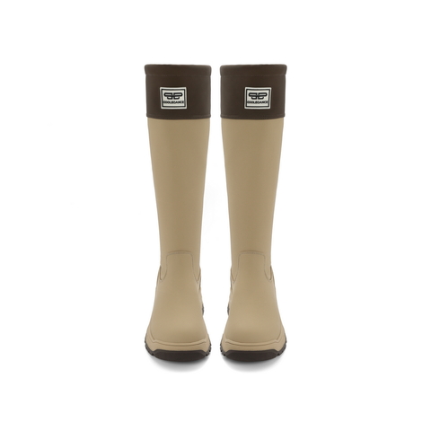 百丽厚底弹力靴女2023冬新休闲户外便捷抽绳筒口长筒靴B1547DG3