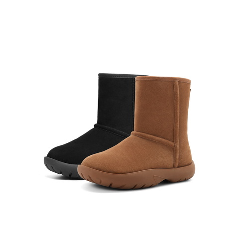 百丽小众设计雪地靴女23冬新真皮保暖舒适短靴B1751DZ3