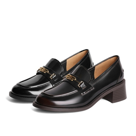 百丽复古擦色乐福鞋女2023秋新商场同款牛皮革学院风单鞋3PAE2CA3