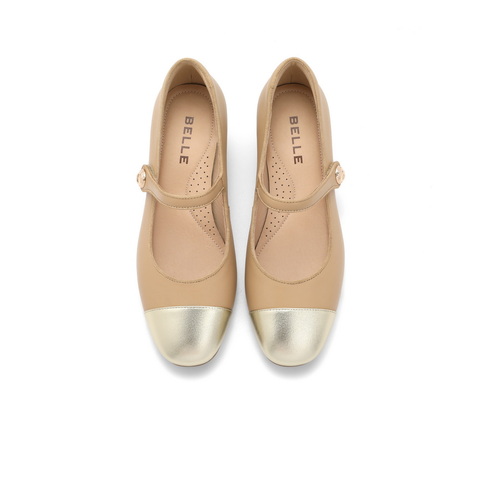 百丽金属拼接玛丽珍鞋女2023秋新商场同款小香风单鞋BO603CQ3