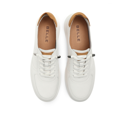 百丽撞色小白鞋男2023秋新商场同款牛皮革套脚休闲板鞋D8T01CM3