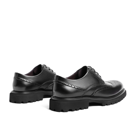 百丽商务正装鞋男2023春新牛皮革英伦风布洛克雕花皮鞋A0775AM3