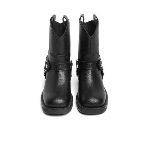 百丽机车风潮酷休闲靴女23冬新商场同款百搭短靴A1U1DDD3