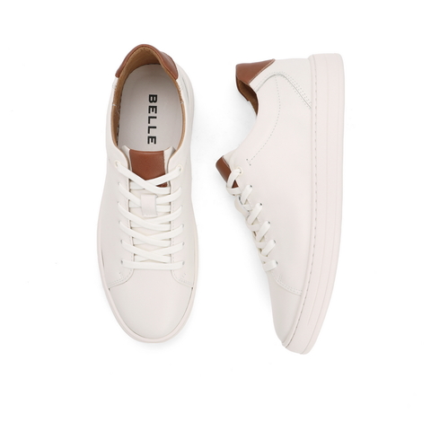 百丽低帮板鞋男鞋2023春牛皮革简约休闲鞋小白鞋A0548AM3