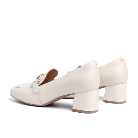 百丽舒适乐福鞋女2023春新羊皮革简约百搭通勤高跟单鞋B0963AA3