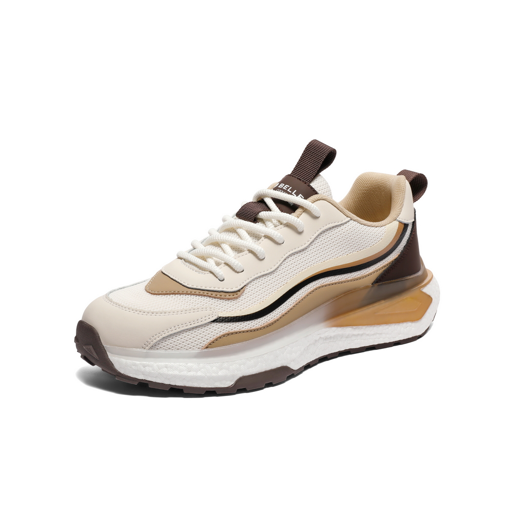 百丽网面透气休闲鞋男2024夏新轻便厚底户外运动风老爹鞋A1539BM3