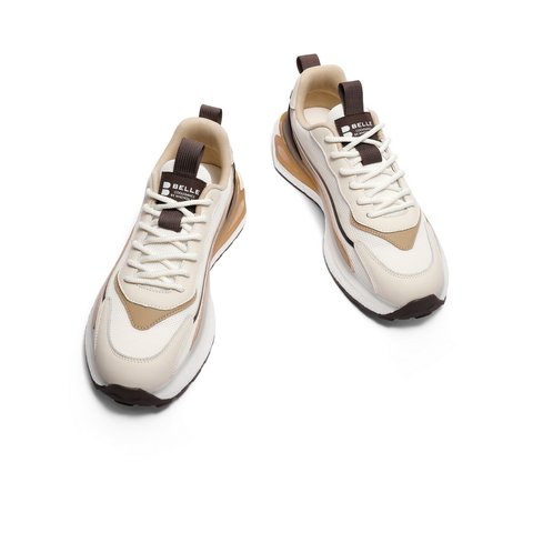 百丽网面透气休闲鞋男2024夏新轻便厚底户外运动风老爹鞋A1539BM3