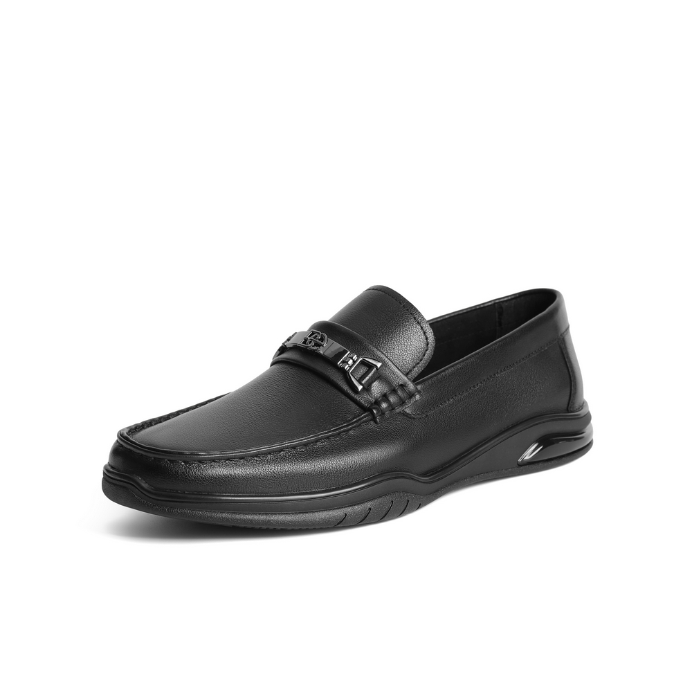 百丽一脚蹬休闲豆豆鞋男2023秋牛皮革爸爸鞋套脚商务皮鞋A1643CM3