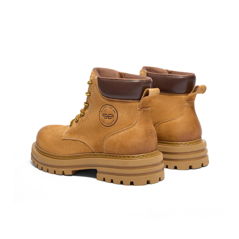 百丽复古潮流休闲靴男靴2023冬户外徒步工装靴大黄靴加绒A1762DD3