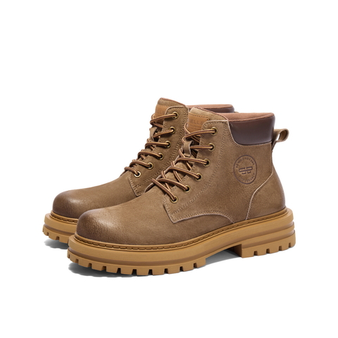 百丽复古潮流休闲靴男靴2023冬户外徒步工装靴大黄靴加绒A1762DD3