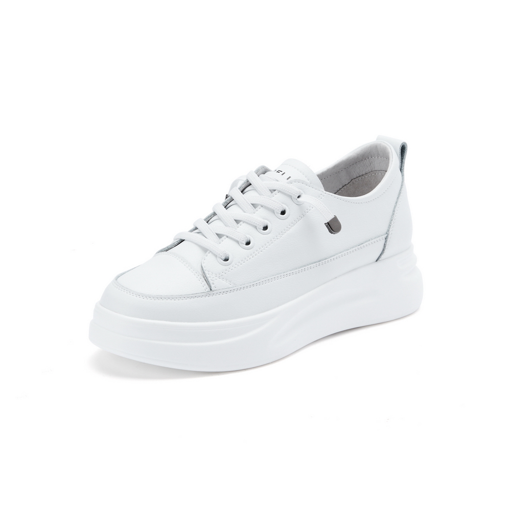 百丽厚底小白鞋2023商场同款女套脚简约减龄休闲板鞋U8N1DAM3