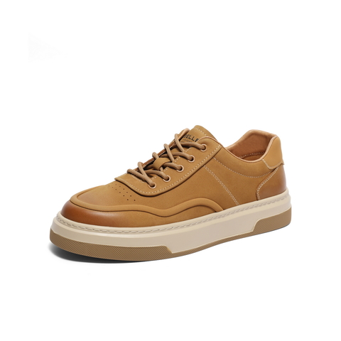 百丽潮搭休闲鞋男鞋2024春季新款牛皮革厚底低帮工装板鞋A1413AM4