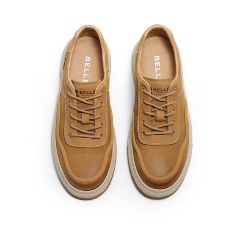 百丽潮搭休闲鞋男鞋2024春季新款牛皮革厚底低帮工装板鞋A1413AM4