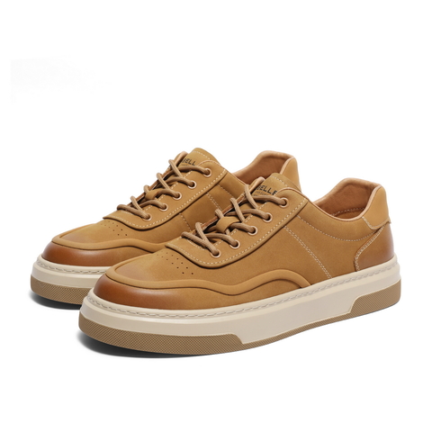 百丽潮搭休闲鞋男鞋2024春季新款牛皮革厚底低帮工装板鞋A1413AM4