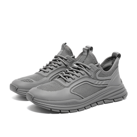 百丽透气网面休闲鞋男鞋2024春季新款厚底舒适户外运动鞋A1363AM4