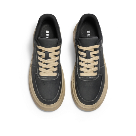 百丽厚底潮搭休闲鞋男2024春新商场同款低帮系带休闲板鞋8FV01AM4