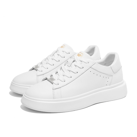 百丽青春减龄小白鞋男鞋2024春新牛皮革轻便厚底休闲板鞋A1387AM4