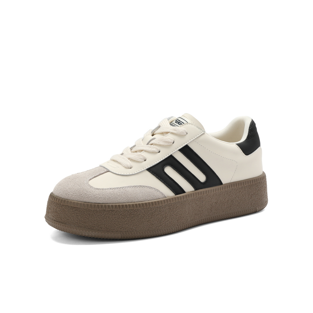 百丽复古百搭德训鞋女2023秋新厚底撞色休闲板鞋B1573AM4