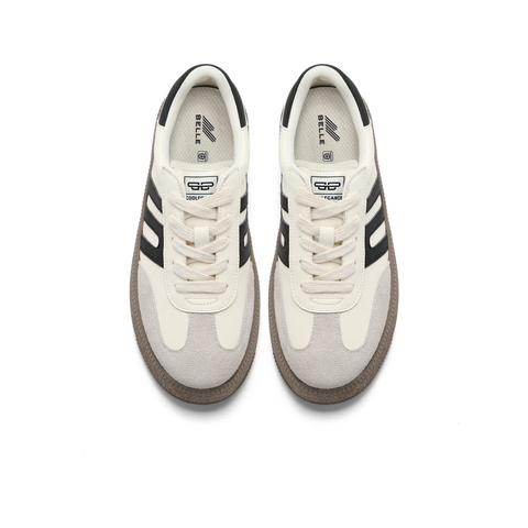 百丽复古百搭德训鞋女2023秋新厚底撞色休闲板鞋B1573AM4