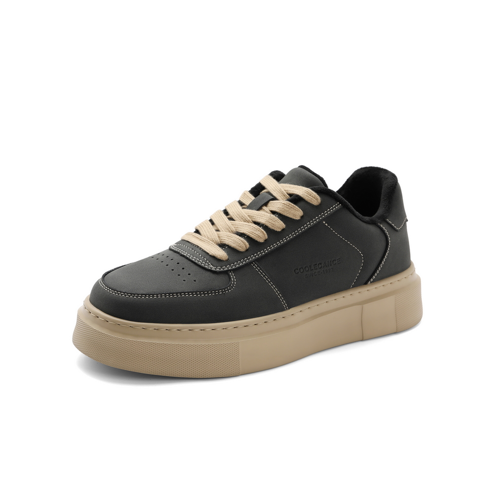 百丽厚底潮搭休闲鞋男2024春新商场同款低帮系带休闲板鞋8FV01AM4