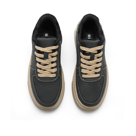 百丽厚底潮搭休闲鞋男2024春新商场同款低帮系带休闲板鞋8FV01AM4