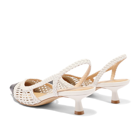 百丽编织尖头包头凉鞋女24夏新商场同款镂空拼色凉鞋A9G2DBH4