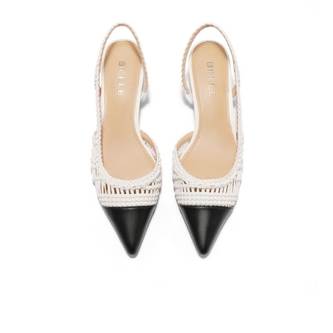 百丽编织尖头包头凉鞋女24夏新商场同款镂空拼色凉鞋A9G2DBH4