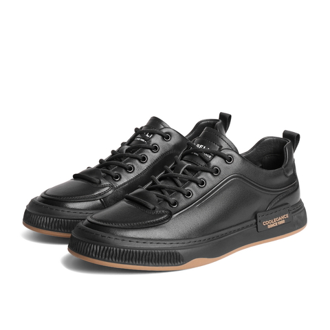 百丽潮搭休闲小白鞋男鞋2024春新牛皮革百搭舒适休闲板鞋A1437AM4