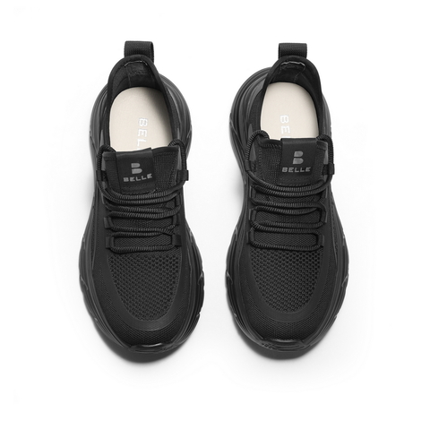 百丽透气网面休闲鞋男鞋2024夏新舒适厚底户外跑步运动鞋A1472BM4