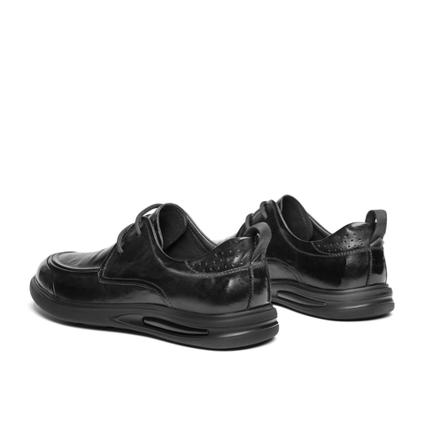 百丽通勤商务鞋男2024春新牛皮革褶皱系带爸爸鞋休闲皮鞋A1495AM4