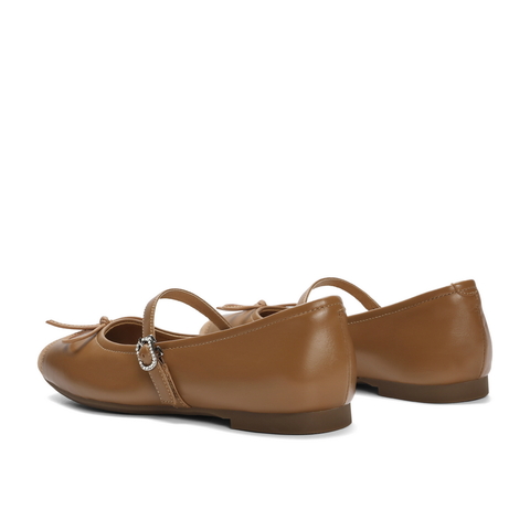 百丽舒适平底玛丽珍鞋女24春新真皮简约蝴蝶结淑女单鞋B1819AQ4