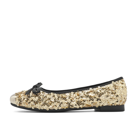 百丽时尚亮片平跟单鞋女24春新舒适方头蝴蝶结单鞋B1818AQ4